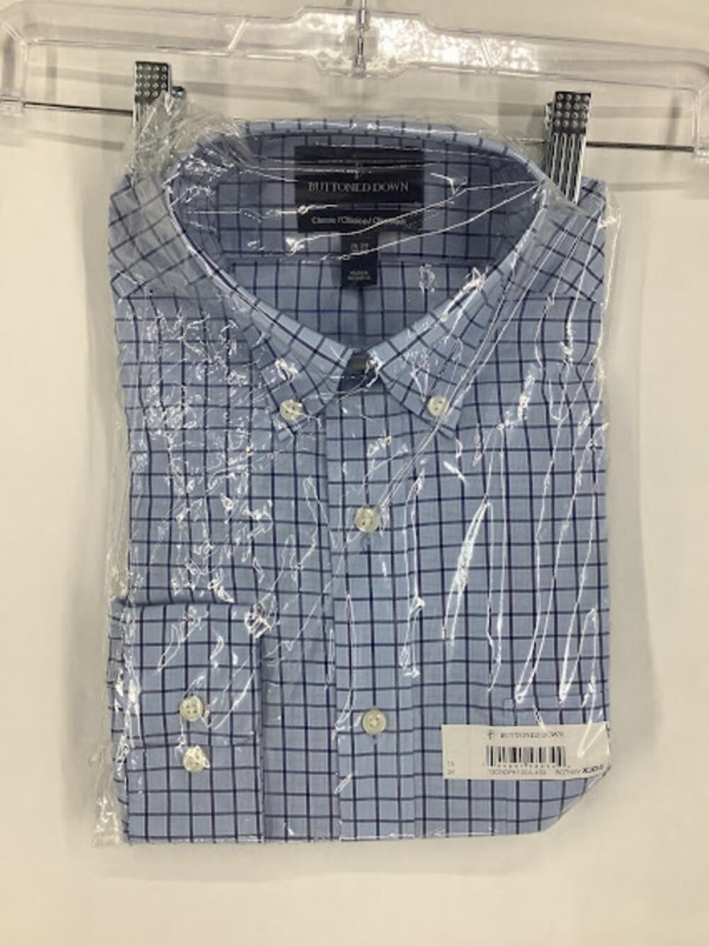 NWT Buttoned Down Blue Plaid Classic Long Sleeve Button Down Shirt Mens Size 15